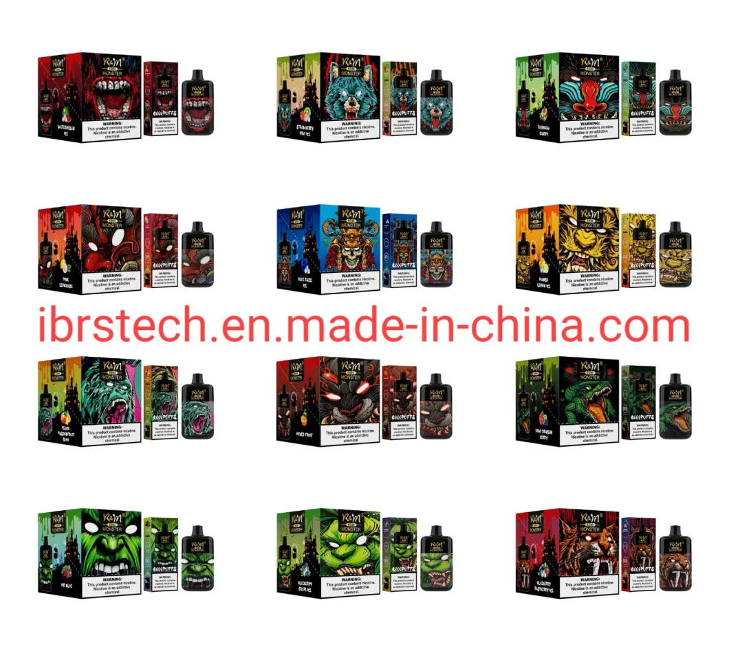 Wholesale Original Vape Juice Rechargeable 12 Flavors 6000puffs R&M Monster E Cigarette Disposable Vape