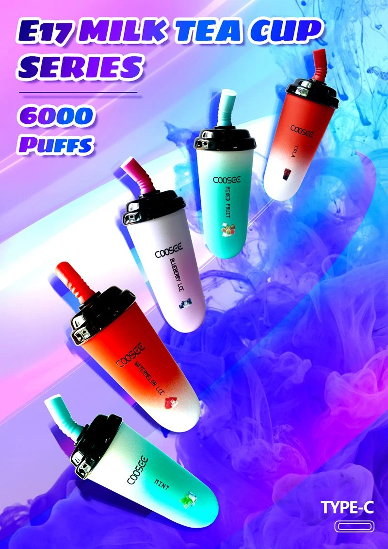 Coosee Vape Hot Sale Milk Tea Cup Disposable Vape Pen OEM/ODM 6000 Puffs 3% Nicotine Multi Fruit Flavor Rechargeable Wholesale Vape Pen